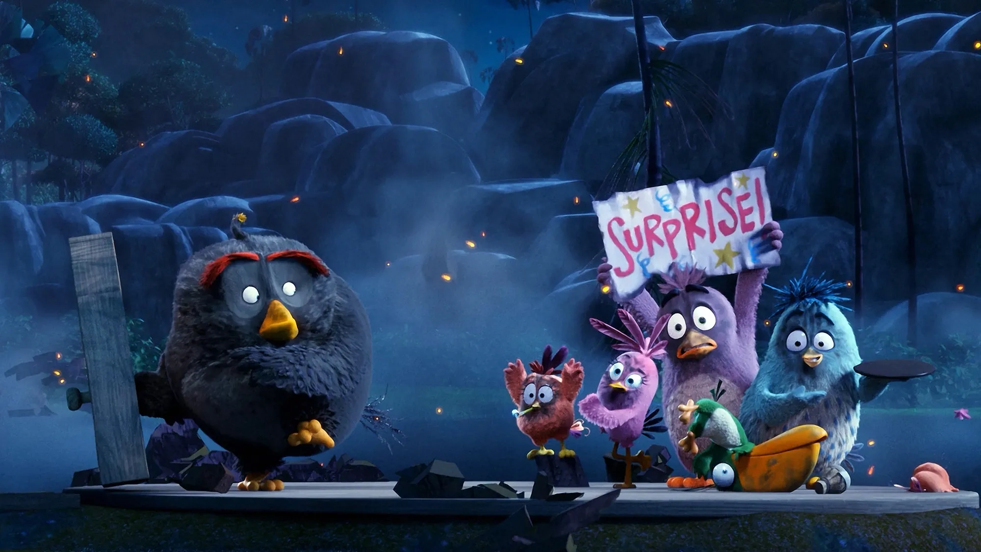 Kate McKinnon, Anthony Padilla, Danny McBride, and Ian Hecox in The Angry Birds Movie (2016)