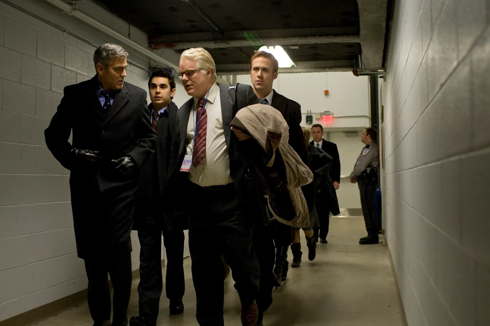 George Clooney, Philip Seymour Hoffman, Ryan Gosling, and Max Minghella in The Ides of March (2011)