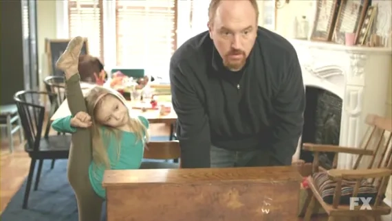 Ursula Parker and Louis CK in Louie, "Moving"