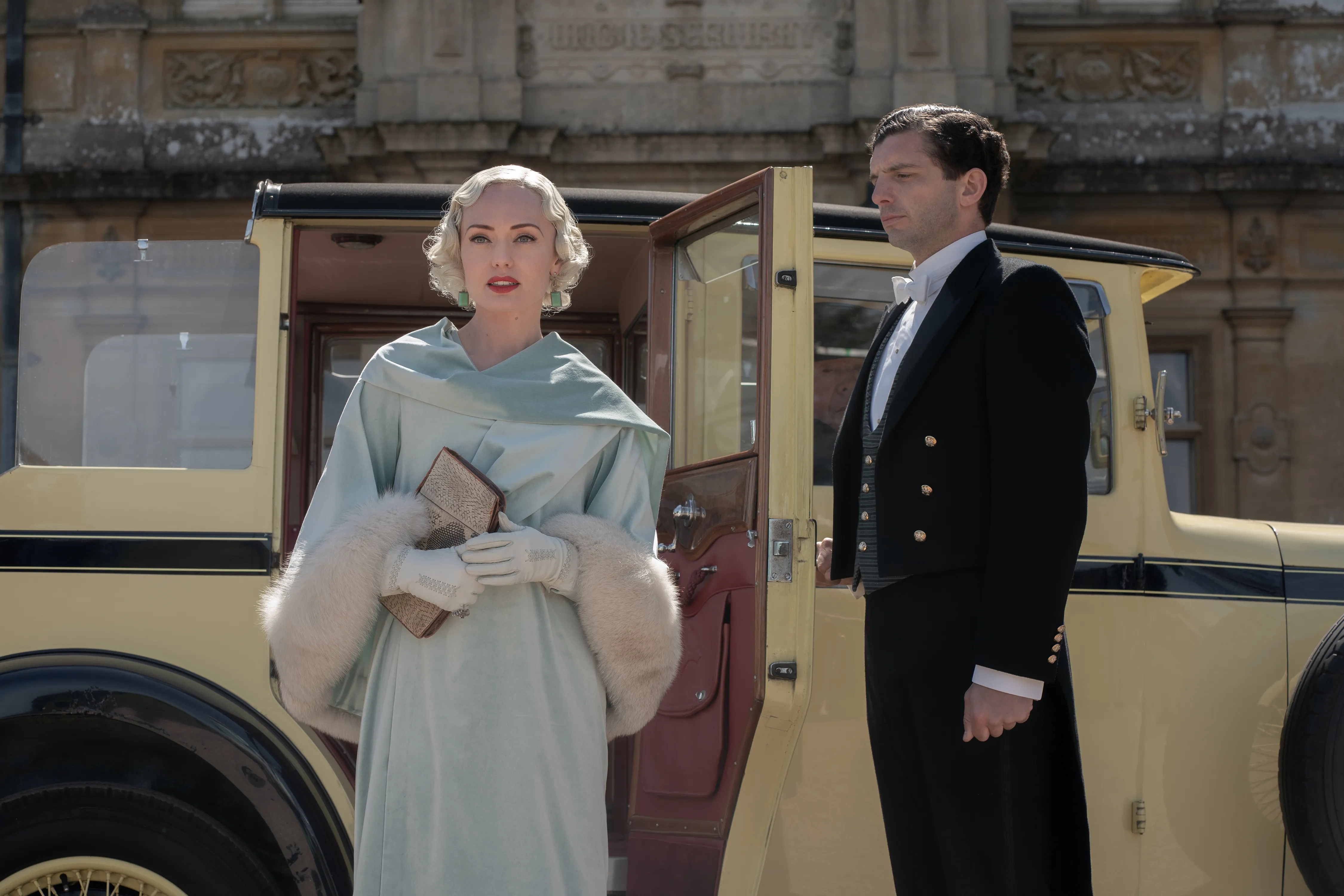 Laura Haddock and Michael Fox in Downton Abbey: A New Era (2022)