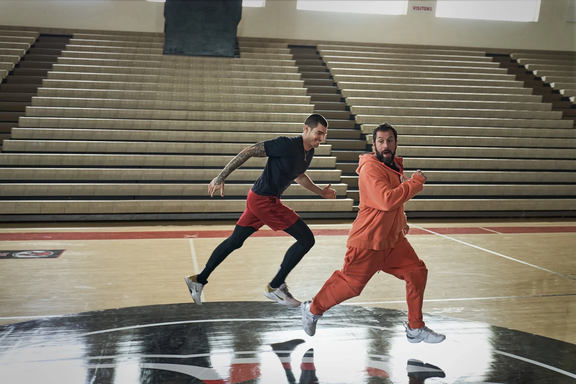 Adam Sandler and Juancho Hernangomez in Hustle (2022)