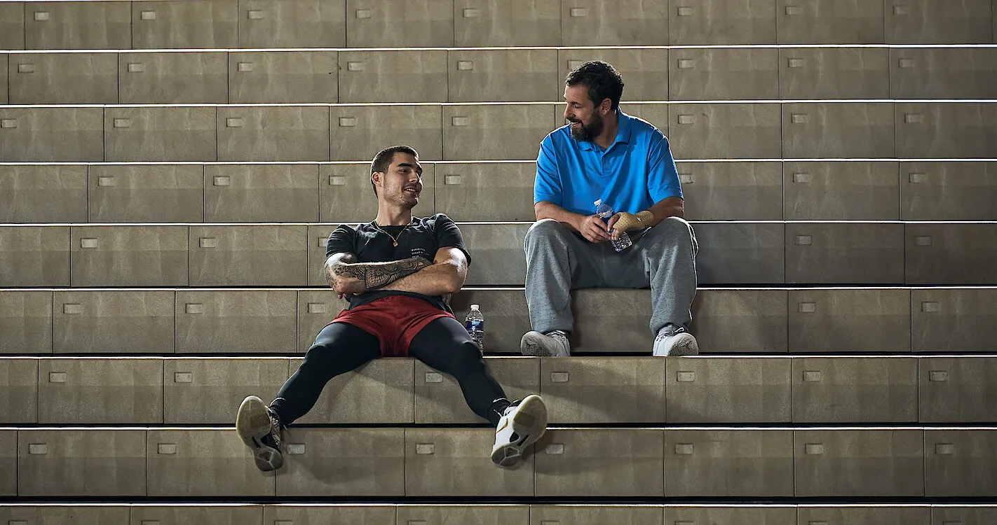 Adam Sandler and Juancho Hernangomez in Hustle (2022)