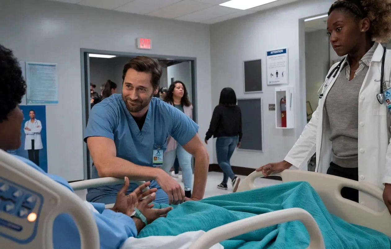 Ryan Eggold, Vicky Jeudy, and Nana Mensah in New Amsterdam: Your Turn (2019)