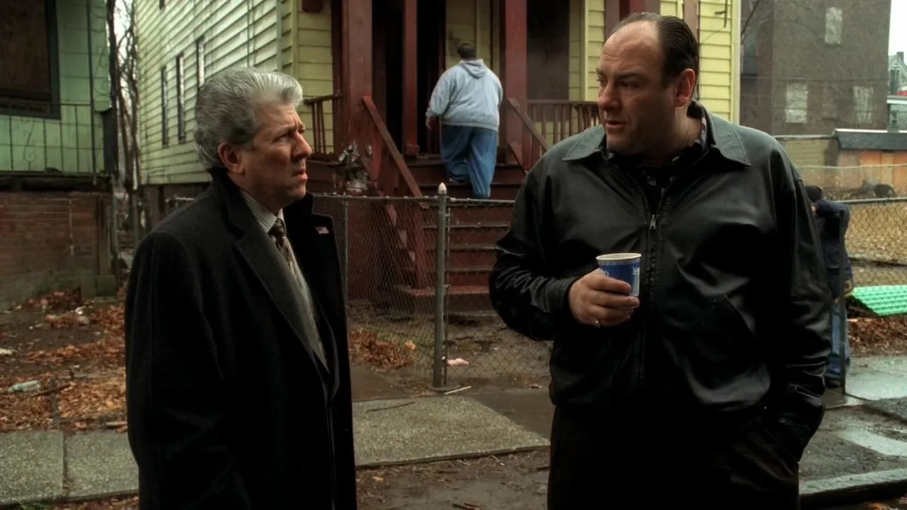 James Gandolfini, Joseph R. Gannascoli, and Peter Riegert in The Sopranos (1999)