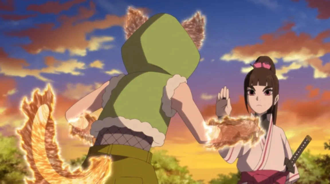 Juri Nagatsuma and Natsumi Yamada in Boruto: Naruto Next Generations: Kessen zenya (2021)