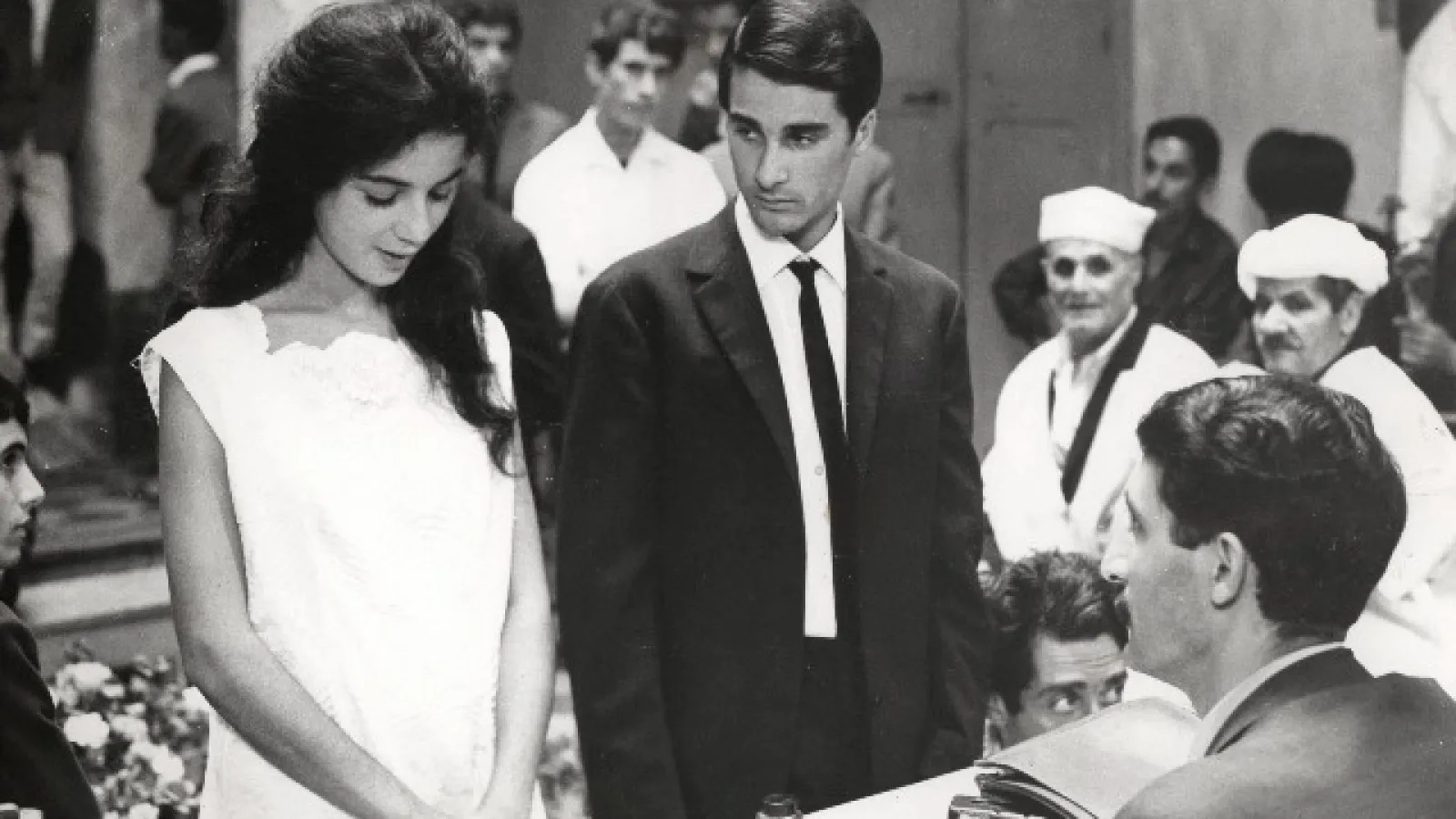 Samia Kerbash, Noureddine Brahimi, and Abderrahmane Brahimi in The Battle of Algiers (1966)