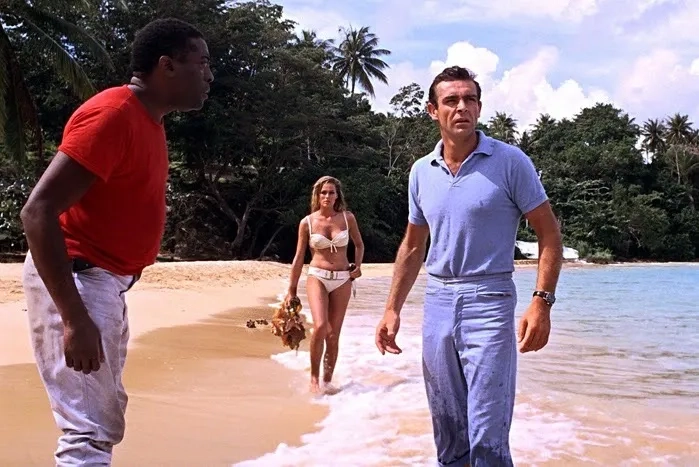 Sean Connery, Ursula Andress, and John Kitzmiller in Dr. No (1962)