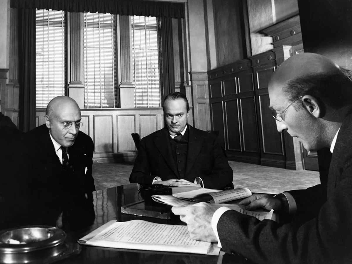 Orson Welles, George Coulouris, and Everett Sloane in Citizen Kane (1941)