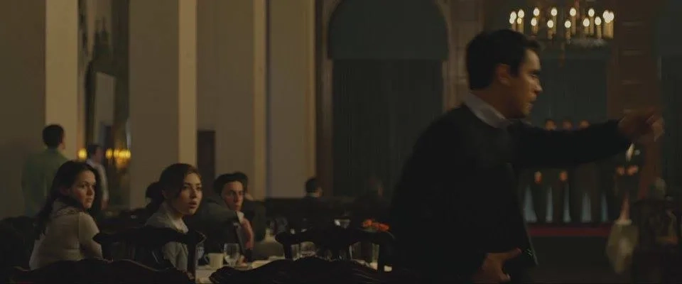 Still shot of Shelby Young as K.C. and co-star Max Minghella in "The Social Network"