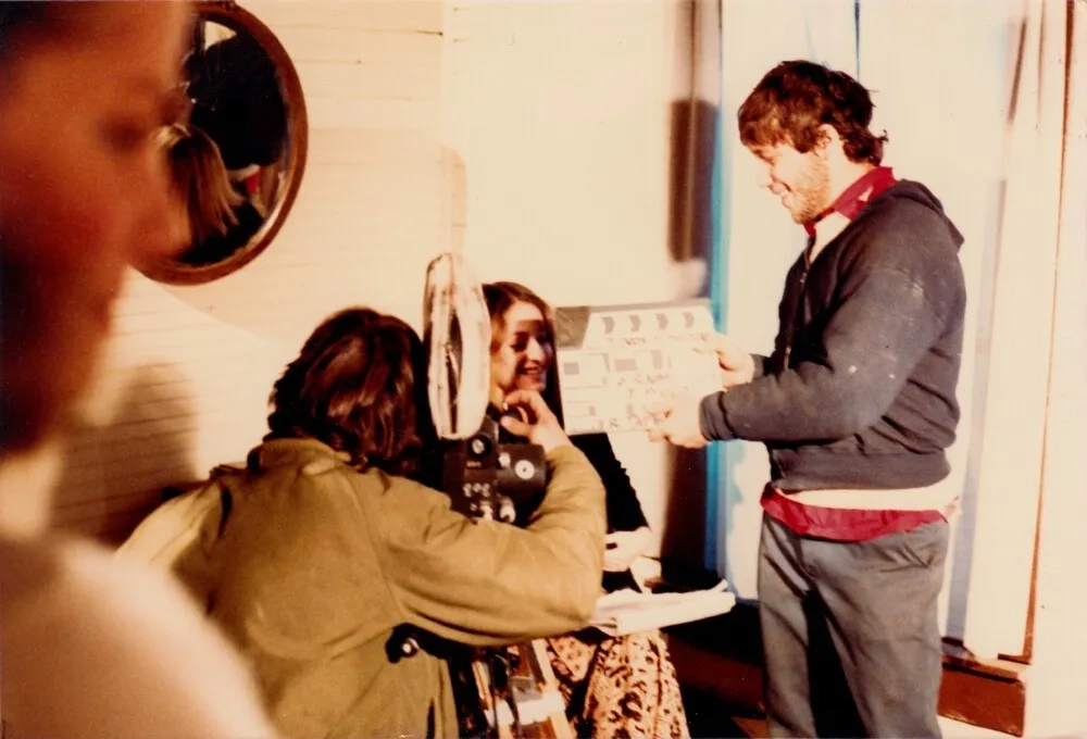 Sam Raimi and Ellen Sandweiss in The Evil Dead (1981)