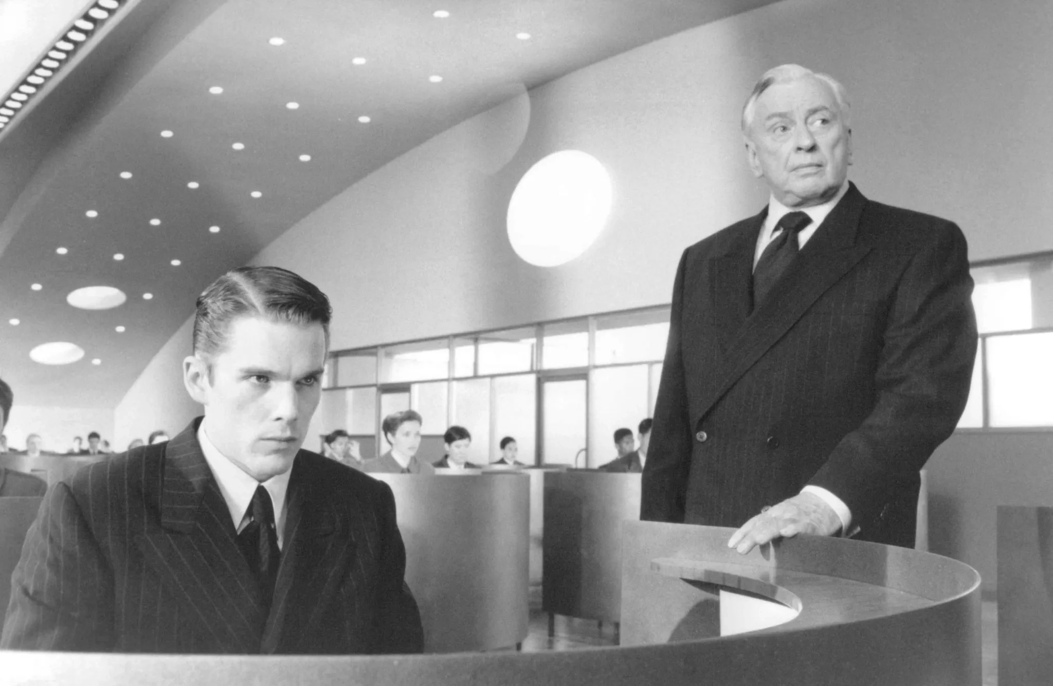 Ethan Hawke and Gore Vidal in Gattaca (1997)