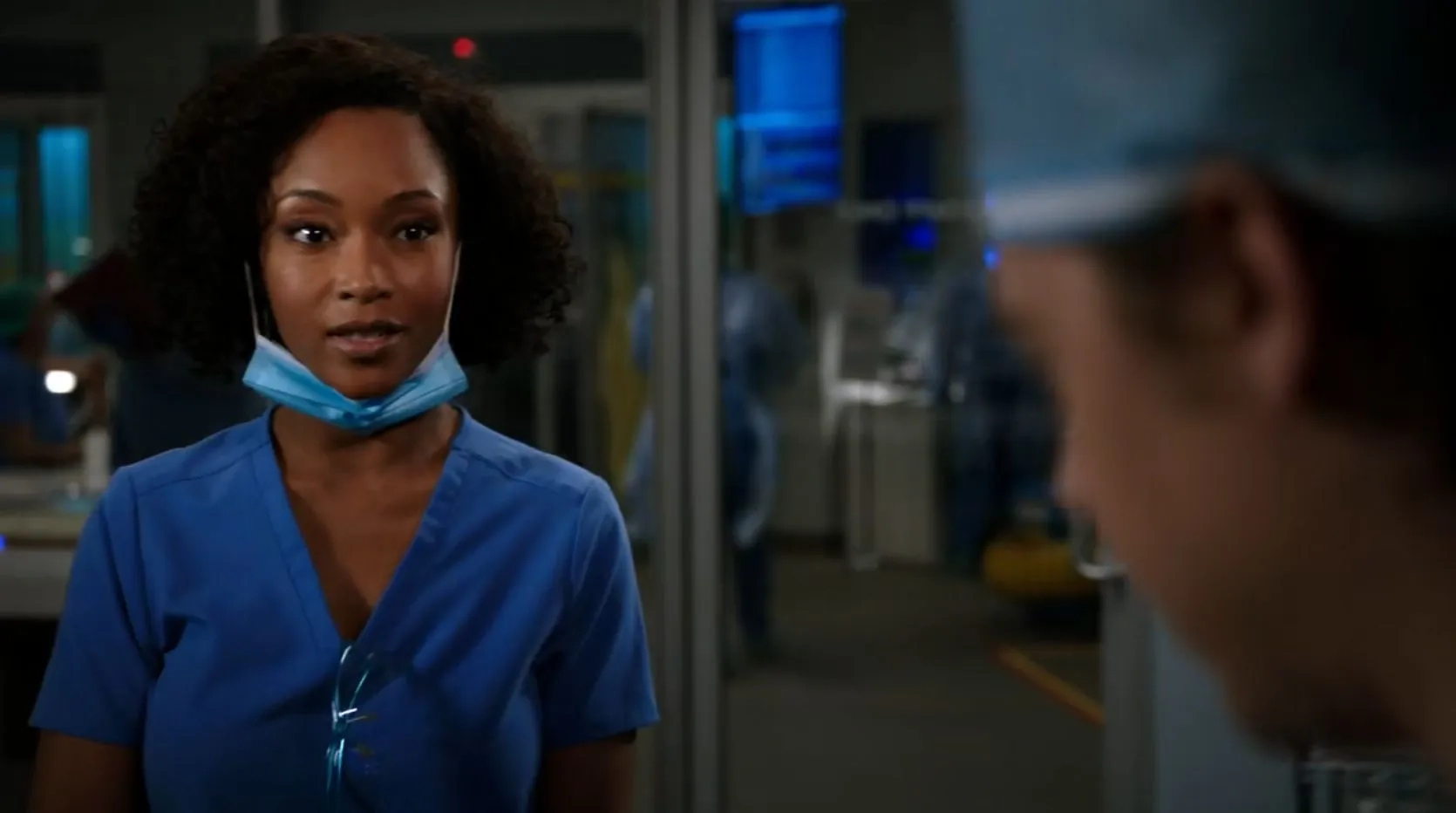 Yaya DaCosta and Nate Santana in Chicago Med: Letting Go Only to Come Together (2021)