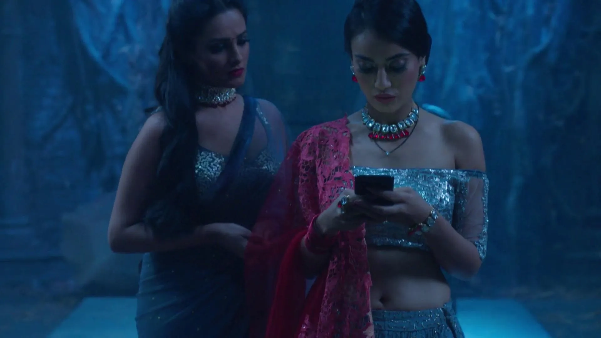 Anita Hassanandani Reddy and Surbhi Jyoti in Naagin (2015)