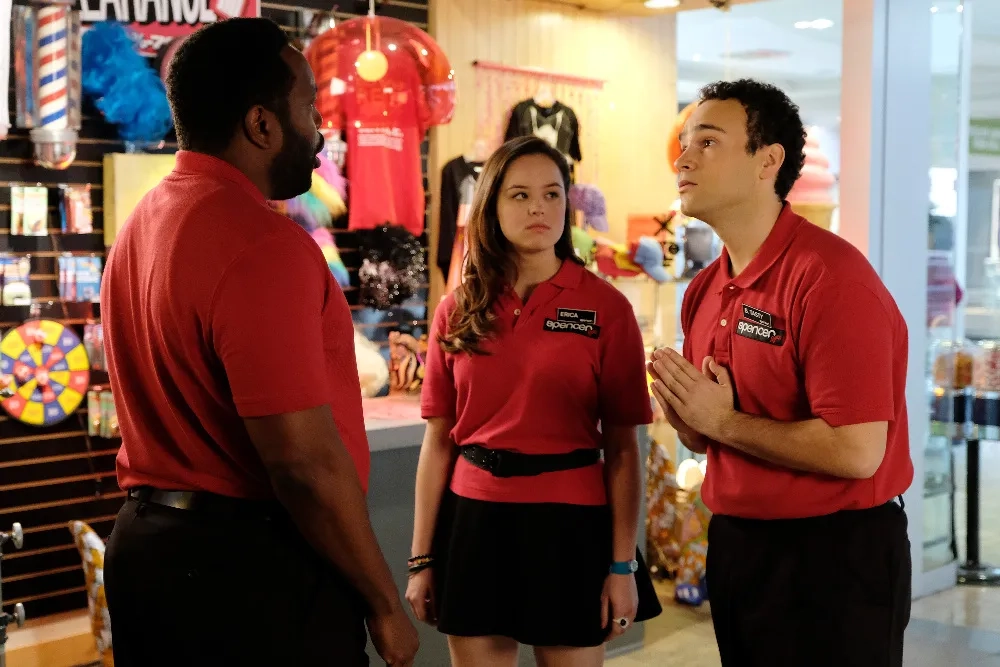 Chad L. Coleman, Troy Gentile, and Hayley Orrantia in The Goldbergs (2013)