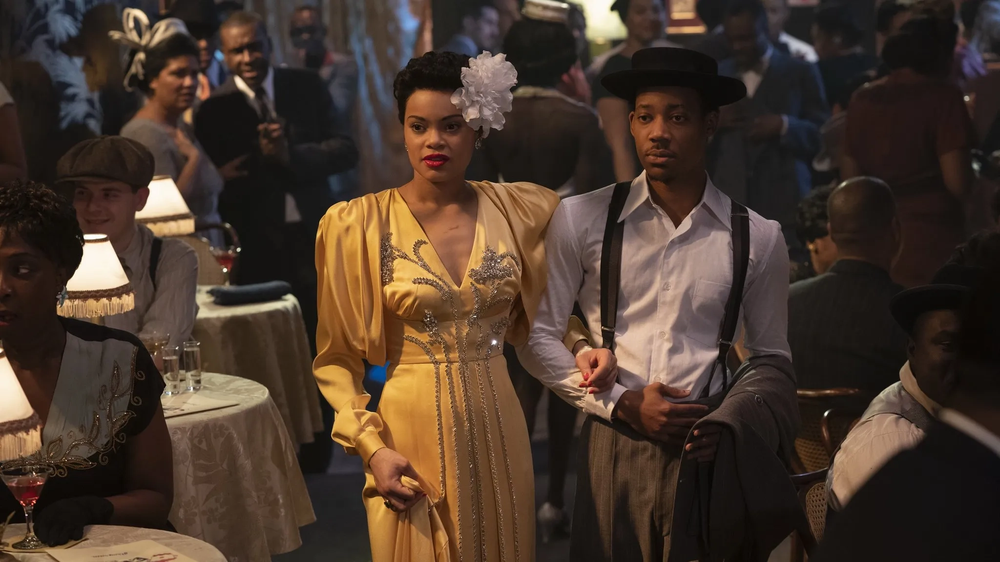 Tyler James Williams and Andra Day in The United States vs. Billie Holiday (2021)