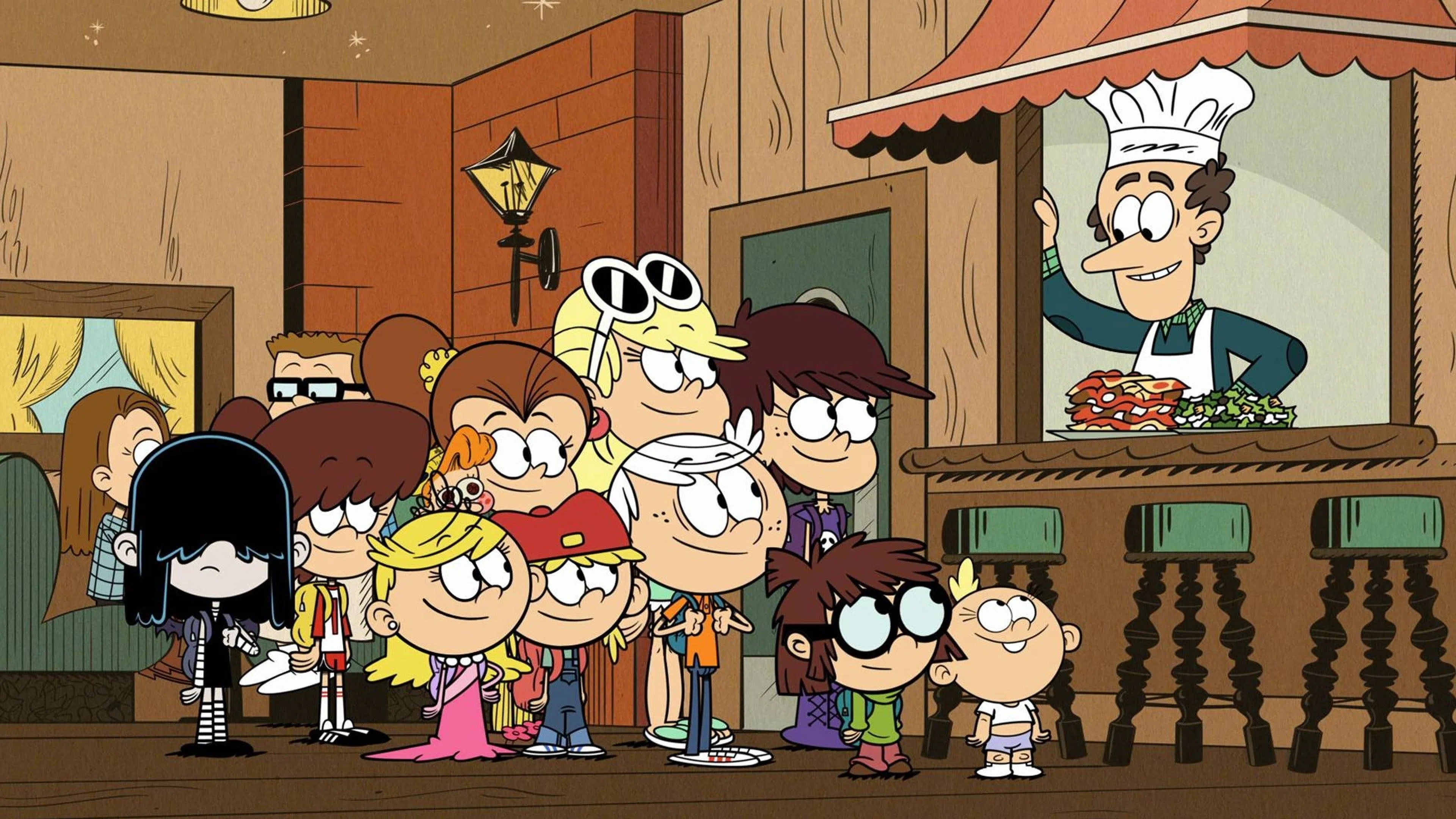 Grey Griffin, Jessica DiCicco, Nika Futterman, Lara Jill Miller, Brian Stepanek, Liliana Mumy, Bentley Griffin, and Cristina Pucelli in The Loud House: Dine and Bash/Sofa, So Good (2022)