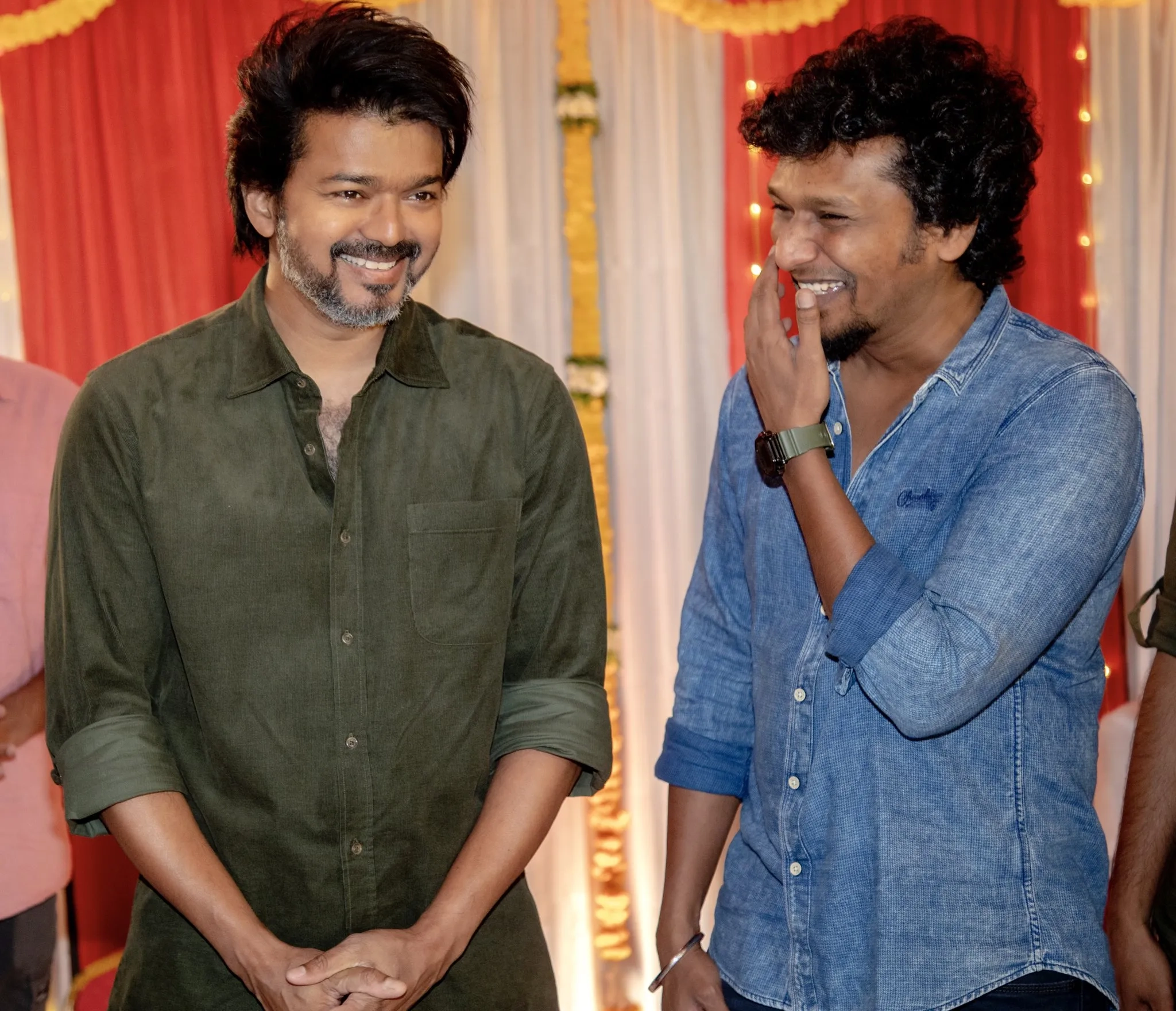 Joseph Vijay and Lokesh Kanagaraj at an event for Leo (2023)