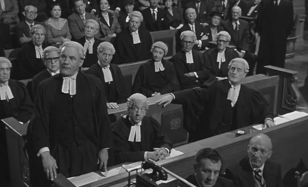 John Williams and Francis Compton in Witness for the Prosecution (1957)