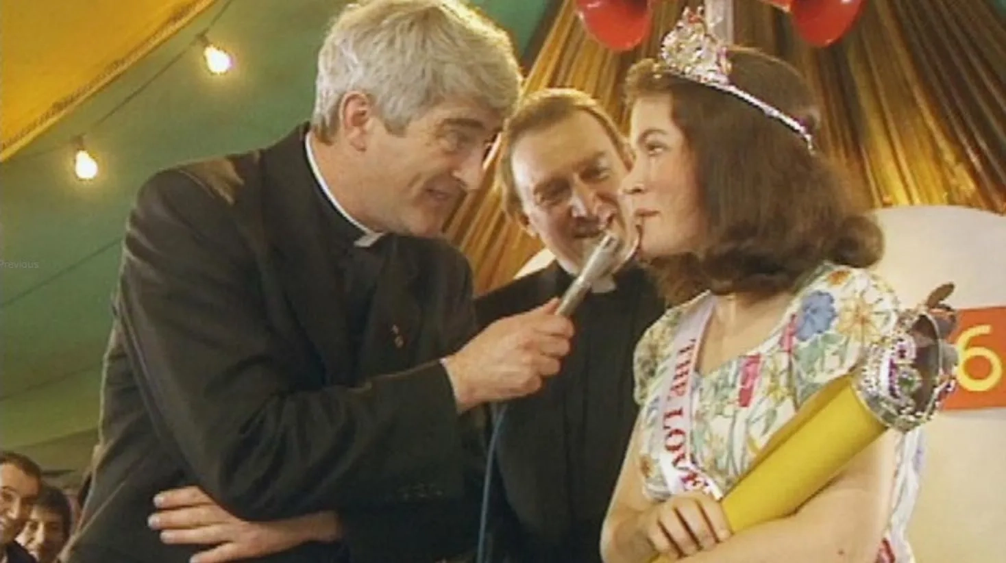 Dawn Bradfield, Dermot Crowley, and Dermot Morgan in Father Ted (1995)