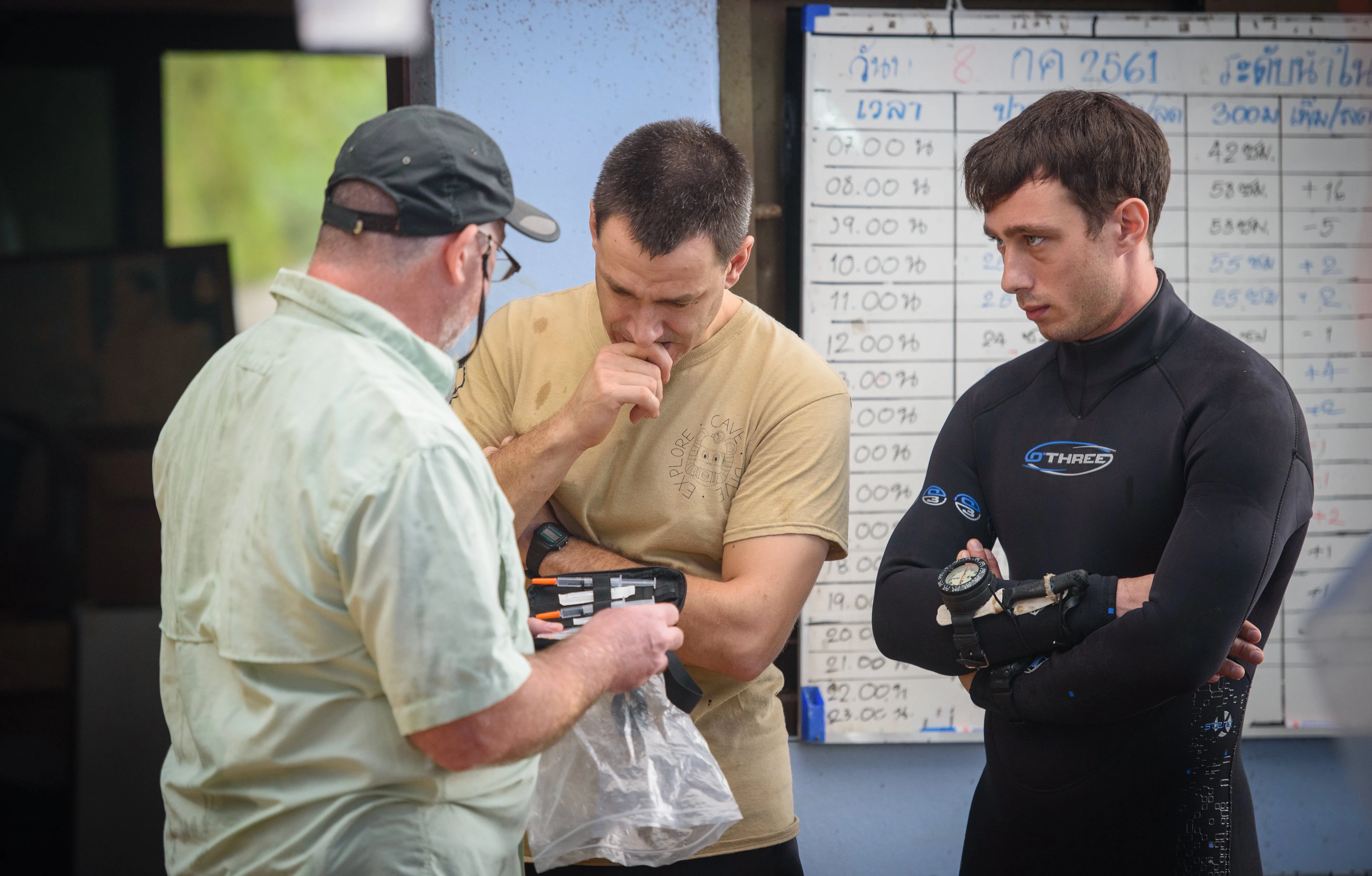 Ross W. Clarkson, Jim Warny, and Alex Winslow in The Cave (2019)