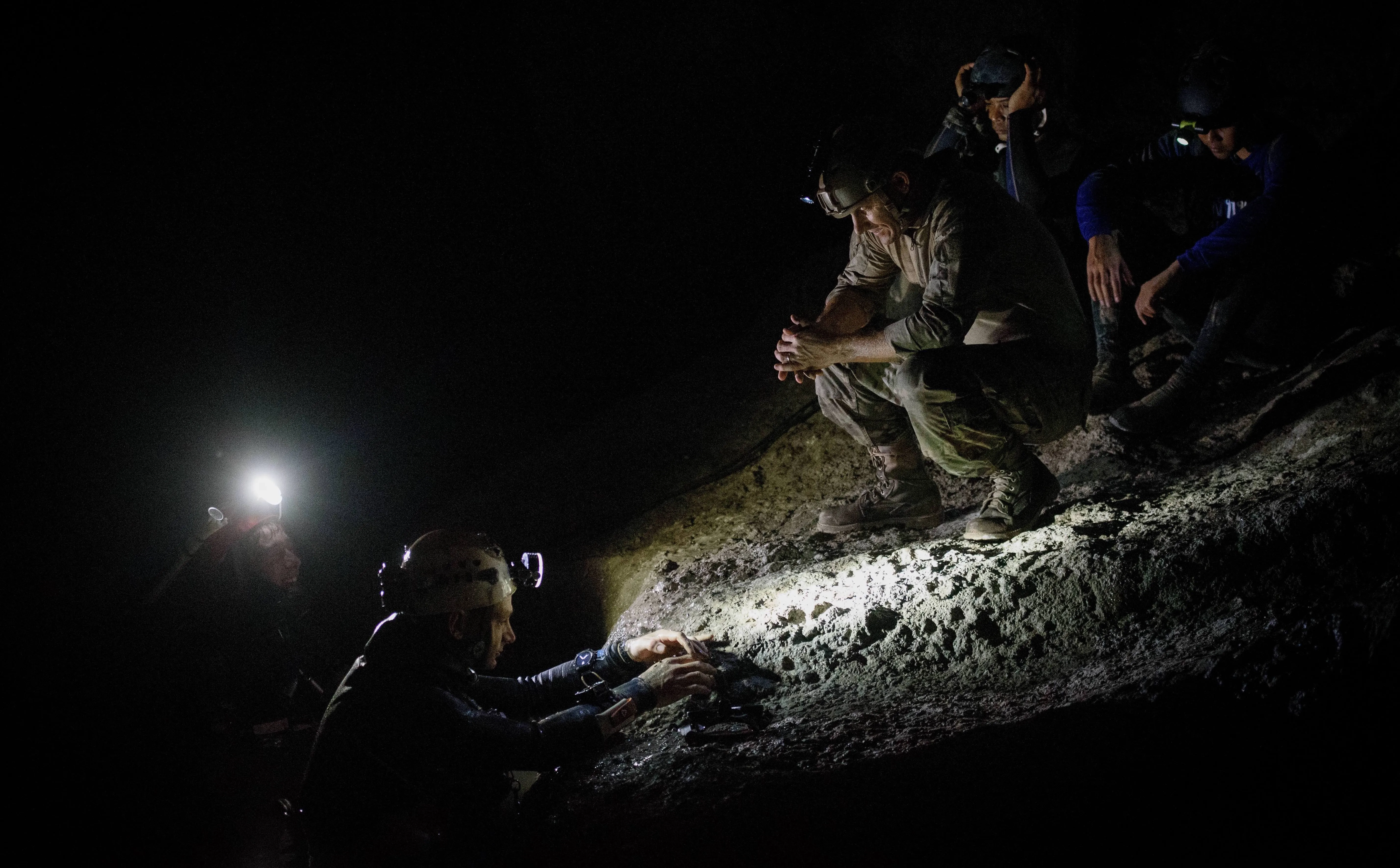 Jim Warny, Mitch DeYoung, and Alex Winslow in The Cave (2019)