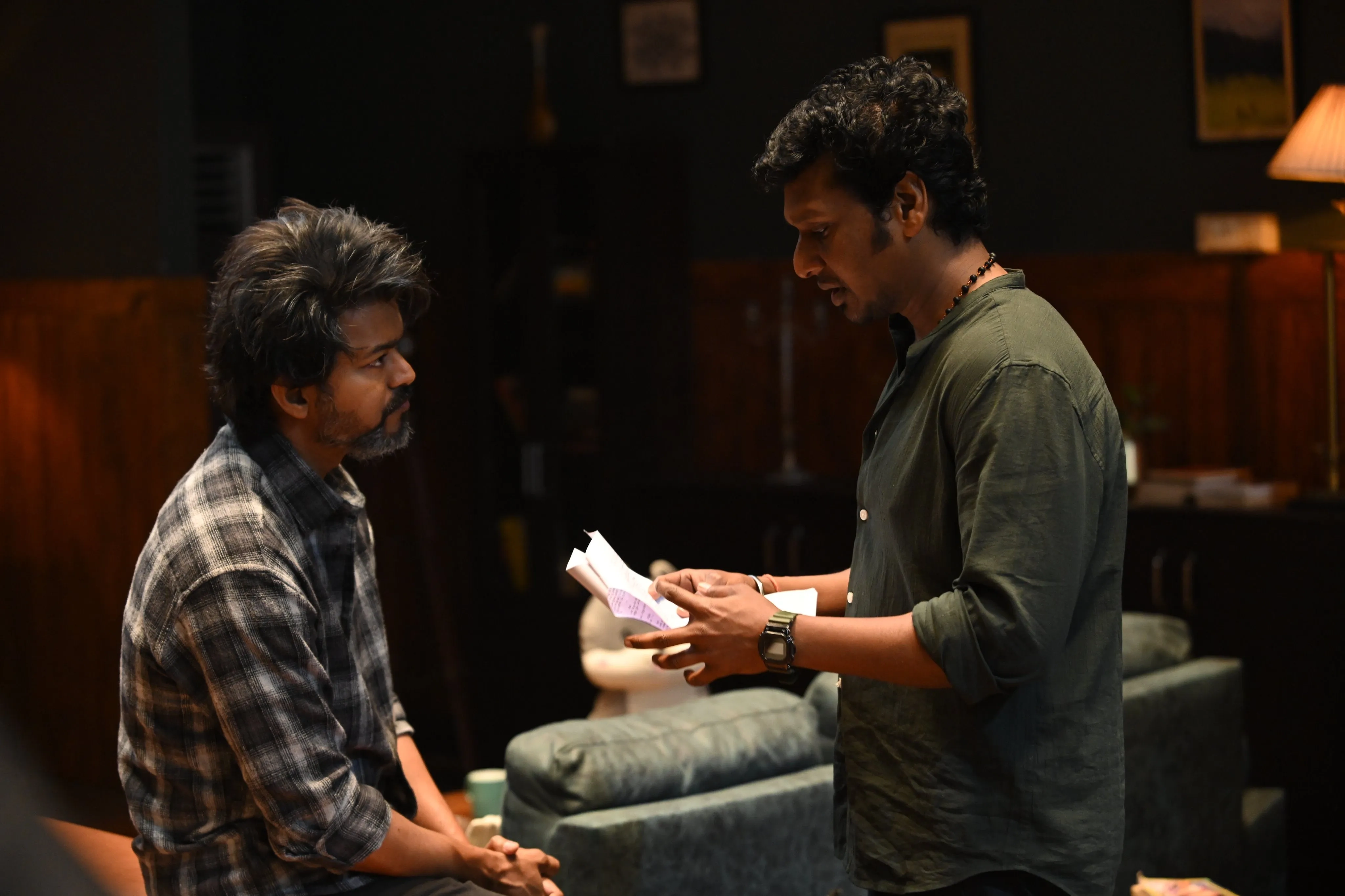 Joseph Vijay and Lokesh Kanagaraj in Leo (2023)