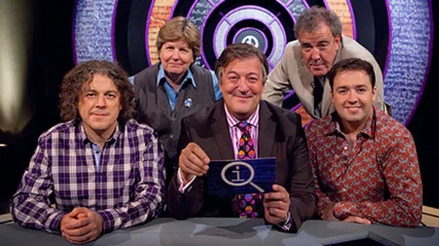 Stephen Fry, Jeremy Clarkson, Alan Davies, Sandi Toksvig, and Jason Manford in QI (2003)