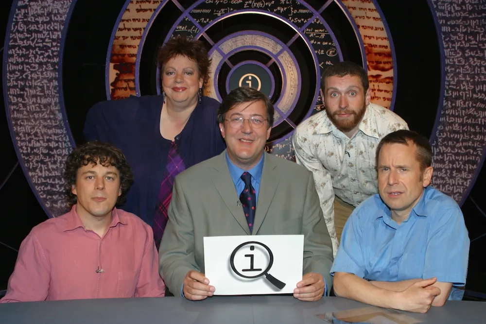 Stephen Fry, Jo Brand, Alan Davies, Dave Gorman, and Jeremy Hardy in QI (2003)