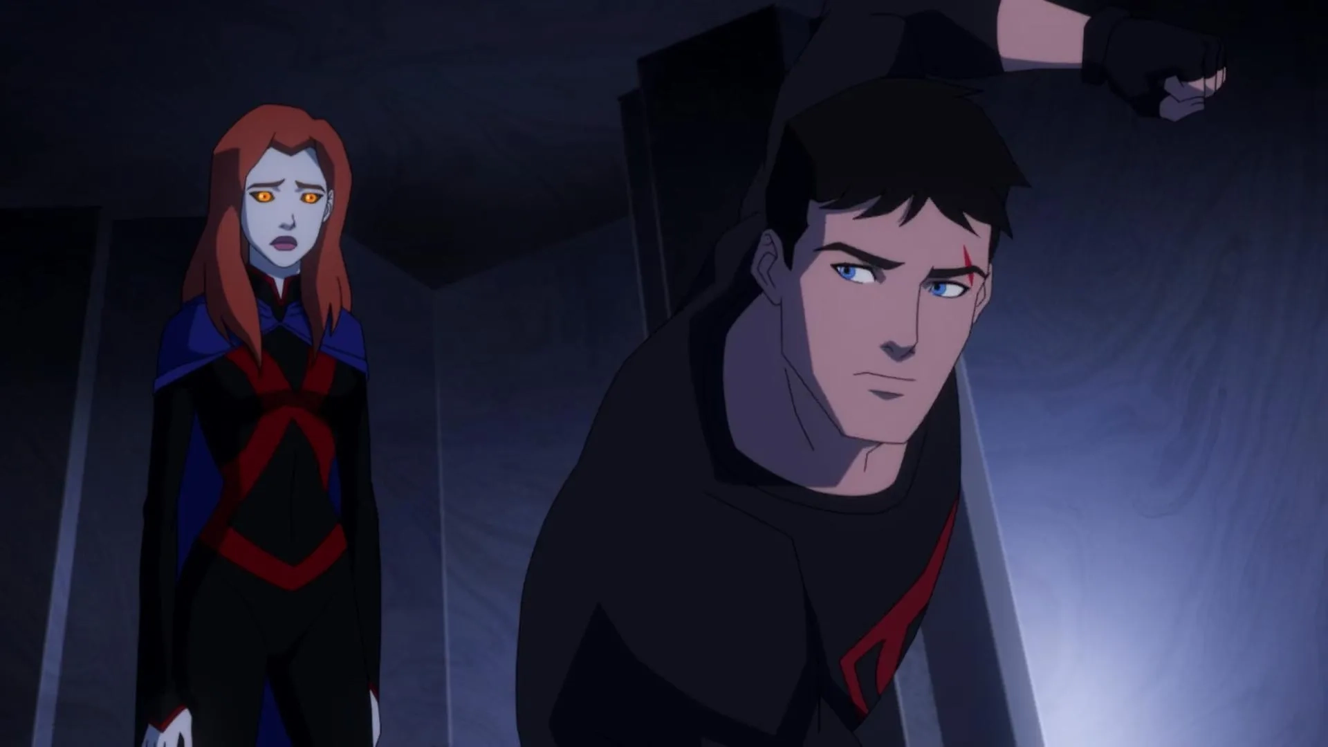 Danica McKellar and Nolan North in Young Justice: Involuntary (2021)