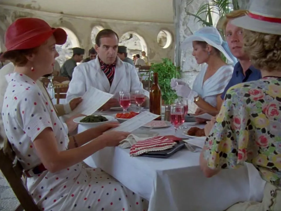 Jon Cartwright, Angela Down, Annie Lambert, Frances Low, and Peter Settelen in Poirot (1989)