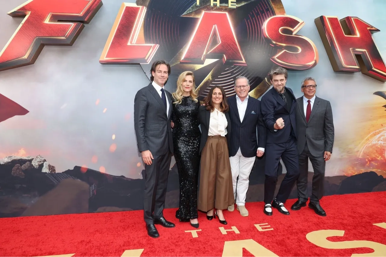 Michael De Luca, Pamela Abdy, Andy Muschietti, Peter Safran, Barbara Muschietti, and David Zaslav at an event for The Flash (2023)