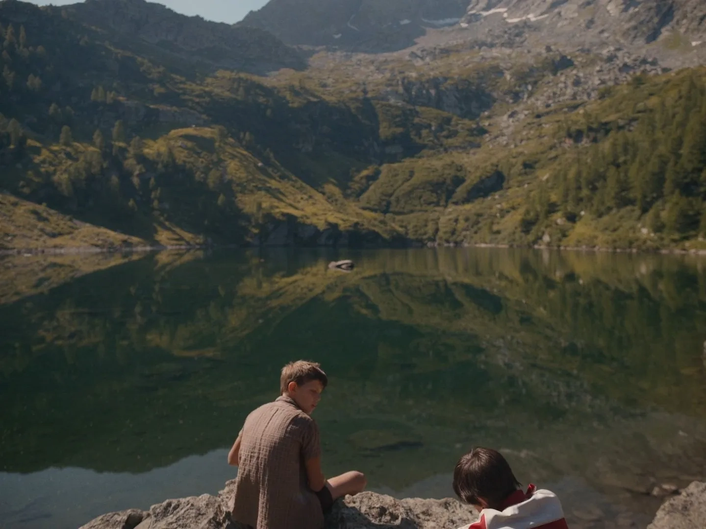 Lupo Barbiero and Cristiano Sassella in The Eight Mountains (2022)