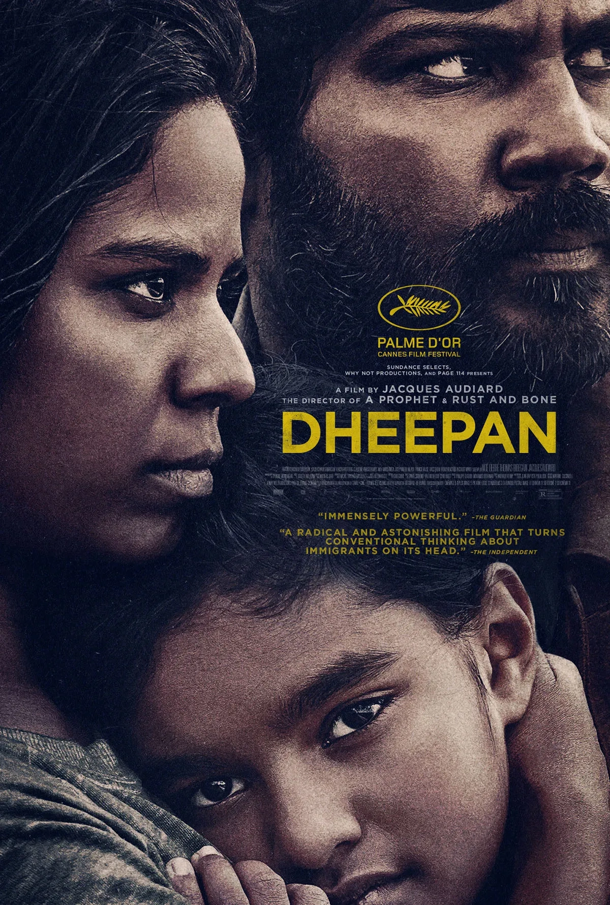 Jesuthasan Antonythasan, Kalieaswari Srinivasan, and Claudine Vinasithamby in Dheepan (2015)