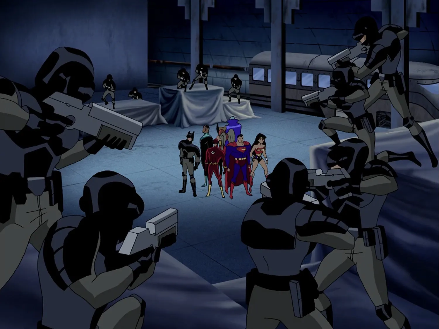 Maria Canals-Barrera, Kevin Conroy, Susan Eisenberg, Phil LaMarr, Carl Lumbly, George Newbern, and Michael Rosenbaum in Justice League (2001)