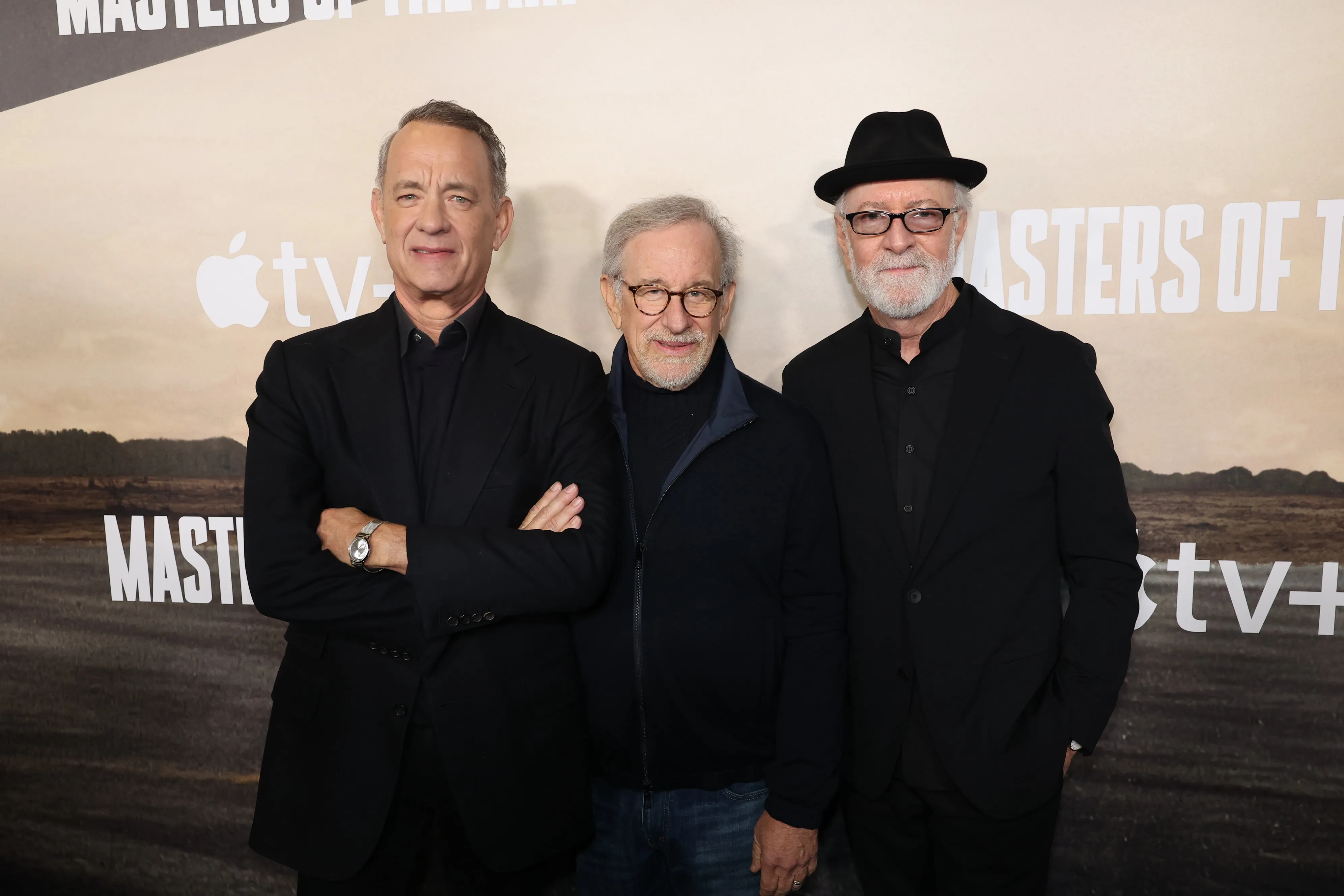 Tom Hanks, Steven Spielberg, and Gary Goetzman at an event for Masters of the Air (2024)