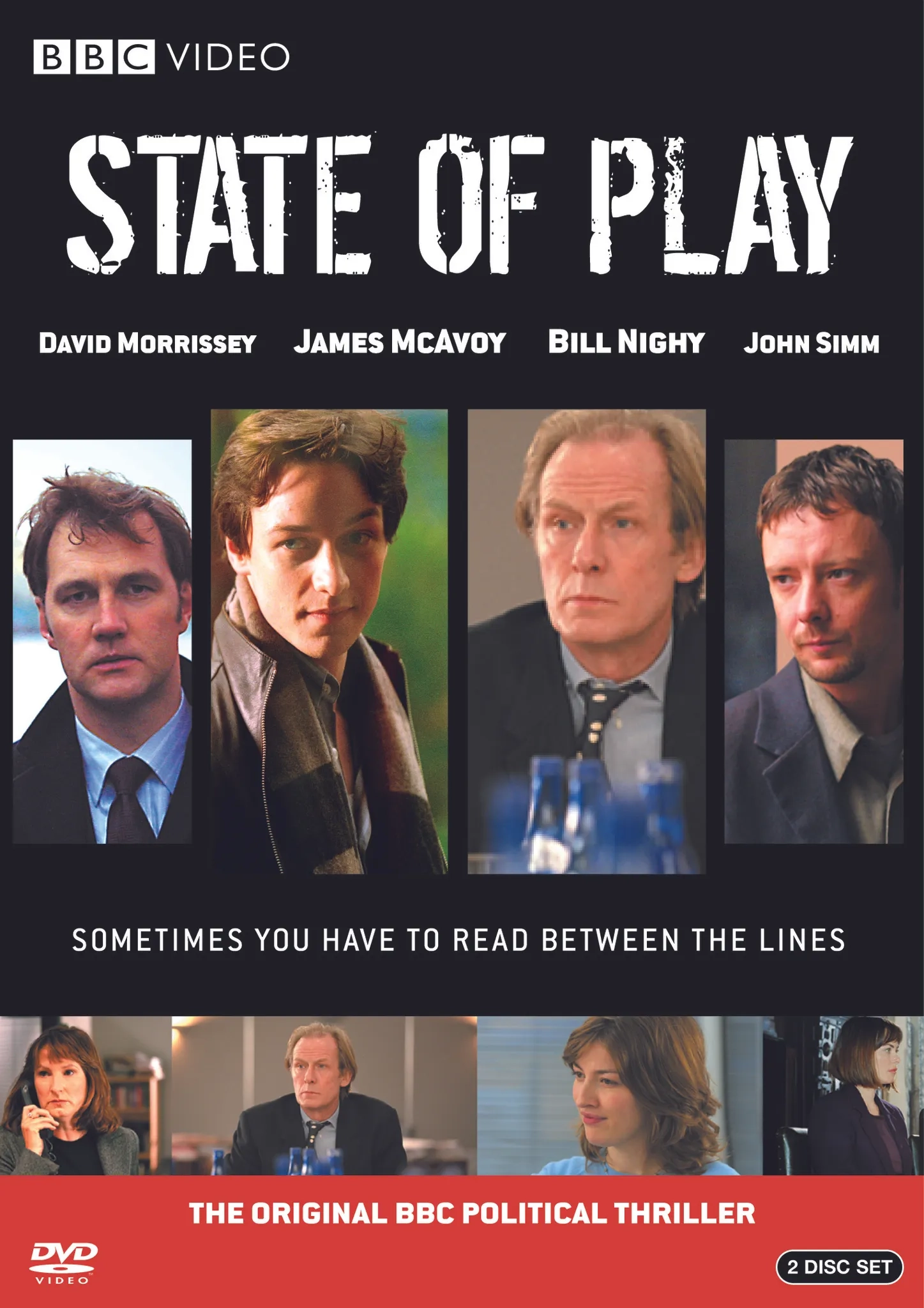 Amelia Bullmore, Deborah Findlay, Kelly Macdonald, James McAvoy, David Morrissey, Bill Nighy, and John Simm in State of Play (2003)